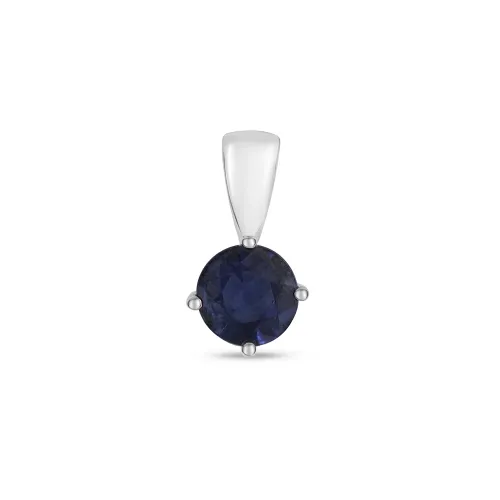 5mm Round Sapphire Pendant - 9ct White Gold